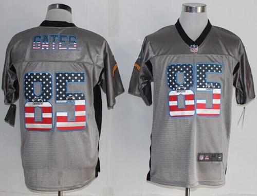 Nike Chargers #85 Antonio Gates Grey Men's Stitched NFL Elite USA Flag Fashion Jersey